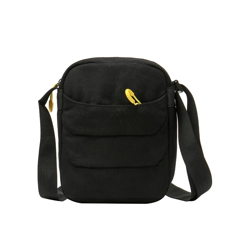 

Korea fashion cheap ladies pure black color canvas messenger cross body shoulder sling bags for girls and women, Customized