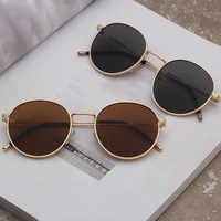 

2019 Gafas de Sol New Men Women Unisex Retro Vintage Gold Metal UV400 Shades Round Sunglasses