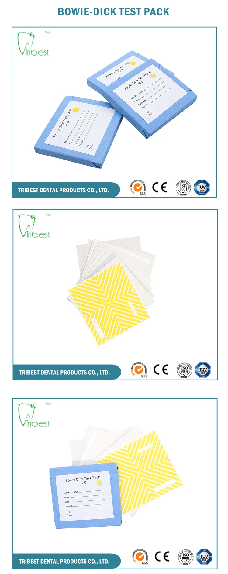 Quality Test Pack Steam Sterilizer Autoclave Dental Bowie Dick Test