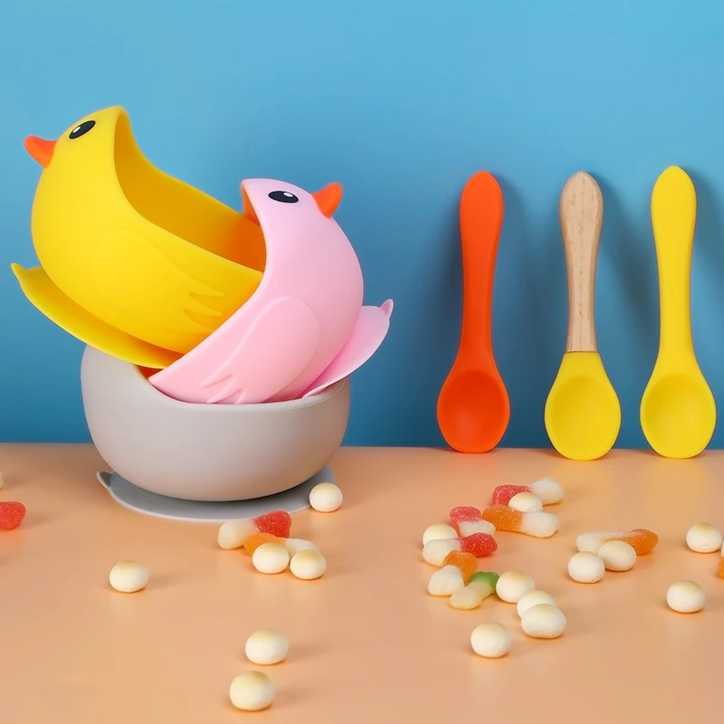 

Best Anti Spill Suction Cup Eating Set Feeding Food Silicone Baby Bowl, Yellow