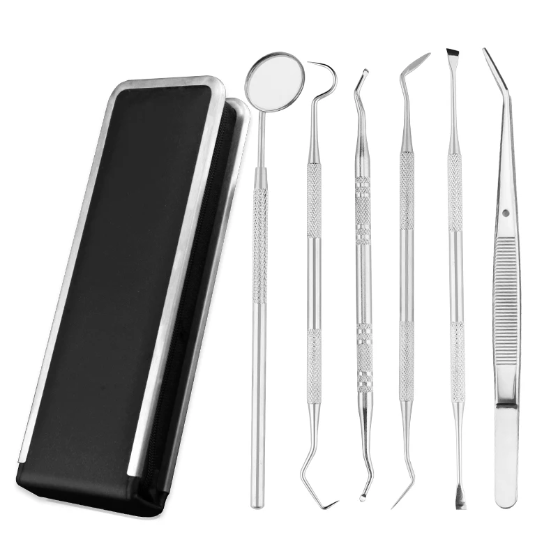 

6 Pack Stainless Steel Teeth Cleaning Dental Tools Pick Scraper Hygiene Set With Mouth Mirror