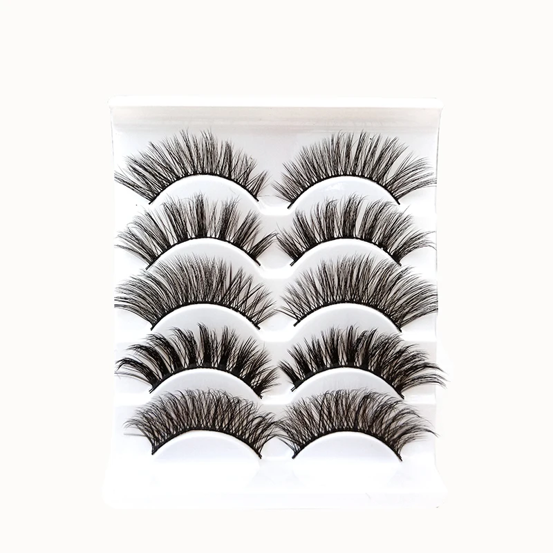 

Good quality hot sell 5pairs 8style 3D55 natural and long False Eye Lashes Set Mink Makeup, Black color