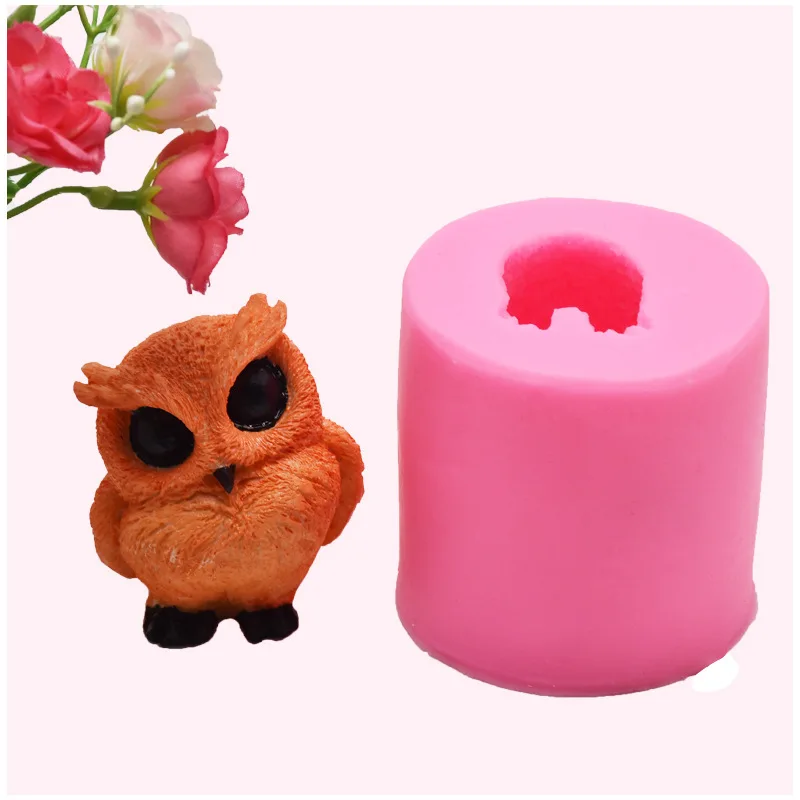 

DIY Baking Tools 3D Three-dimensional Owl Aromatherapy Candle Plaster Clay Cake Chocolate Silicone Fondant Mold Baking Pastry