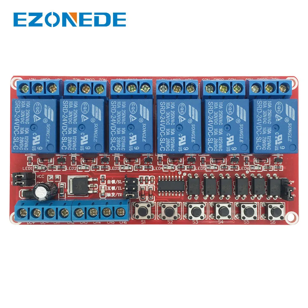 6 Channel Relay Module - Self-Locking Key Interlock Switch