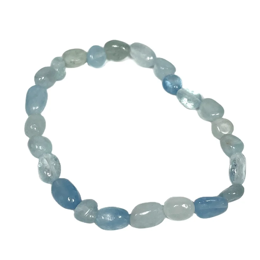 

Healing crystal natural aquamarine tumbled nugget bracelet Natural Stone Bracelet For Women Femme Charm Crystal