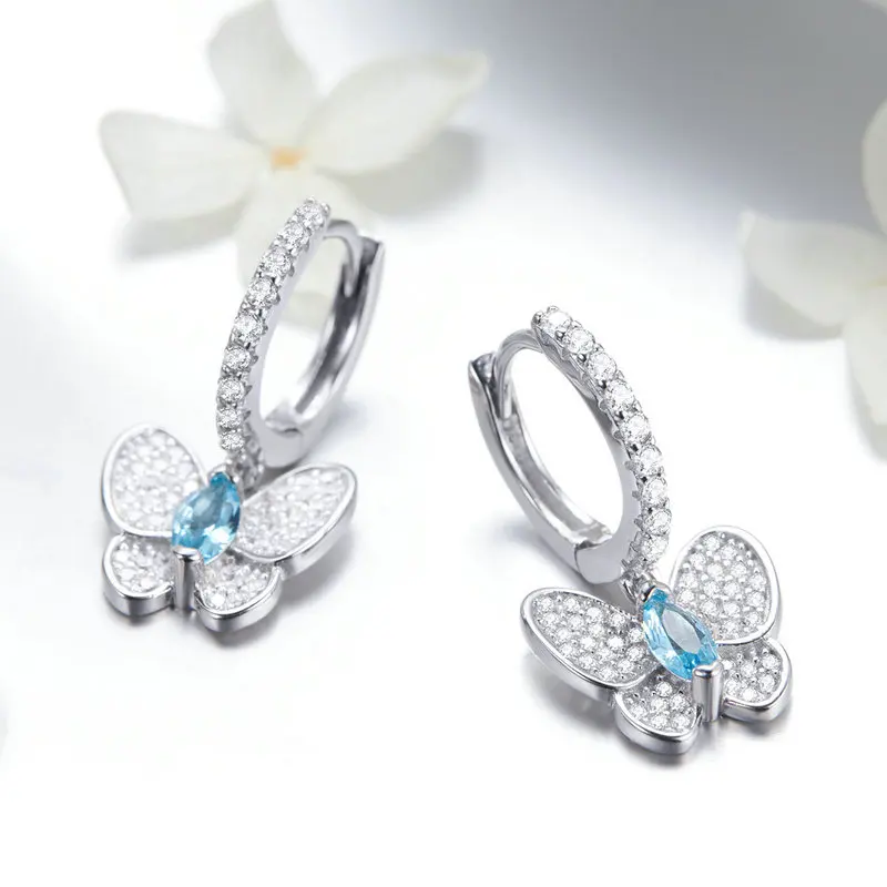 

Lovely hot sales butterfly earrings 925 silver women's earring