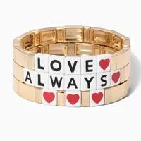 

Personalized Customized Gold Plated Tile Bracelet Enamel LOVE Letter Heart Stretch Bracelet For Women