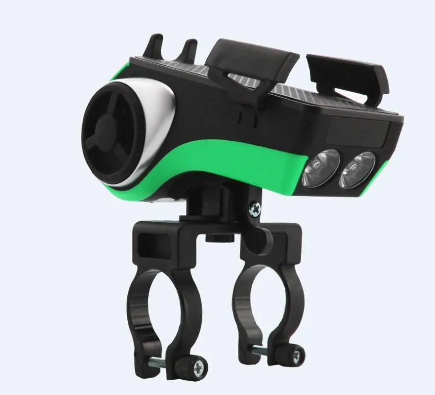 

2021 latest multifunctional bicycle accessories illumination bike light with mobile phone holder and charger, Black
