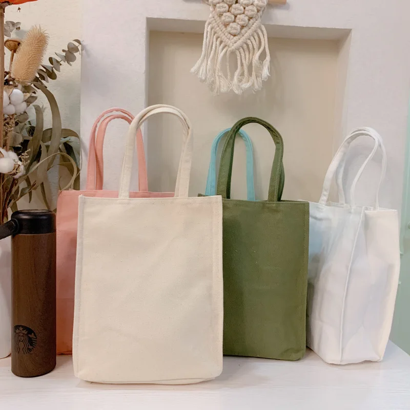 

Wholesale Good Quality Customize Canvas Shopping Handbag Solid Color Portable Blank Fashionable Tote Bags, Black/white/light green/pink/beige/army green