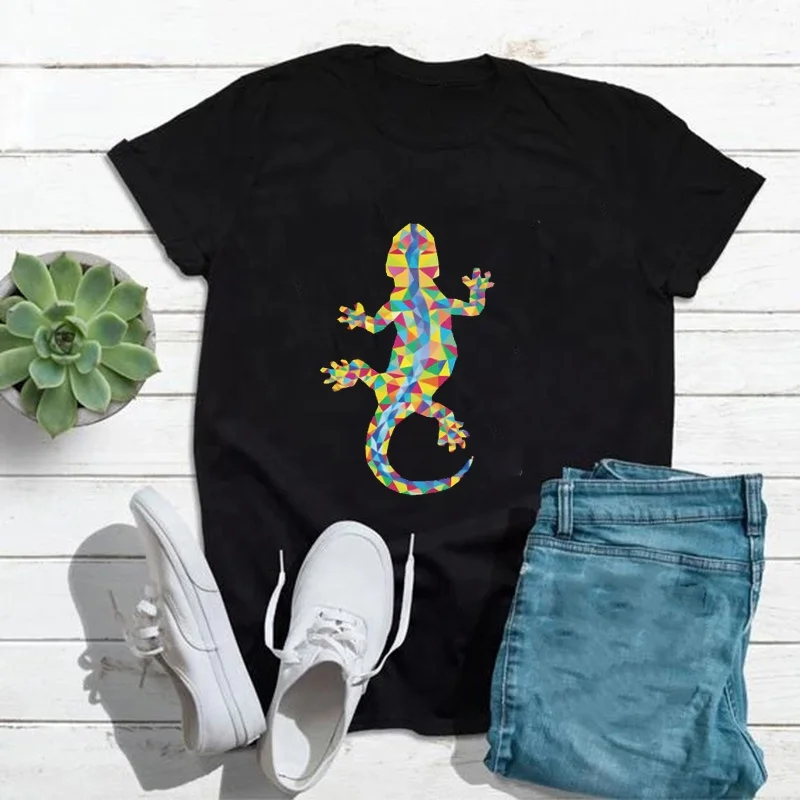 

Wholesal Printing Tshirt Women Mosaic Lizard Streetwear Oversized T-shirt No Drama Llama T Shirt Women Graphic Tees, Black white gray dark blue red