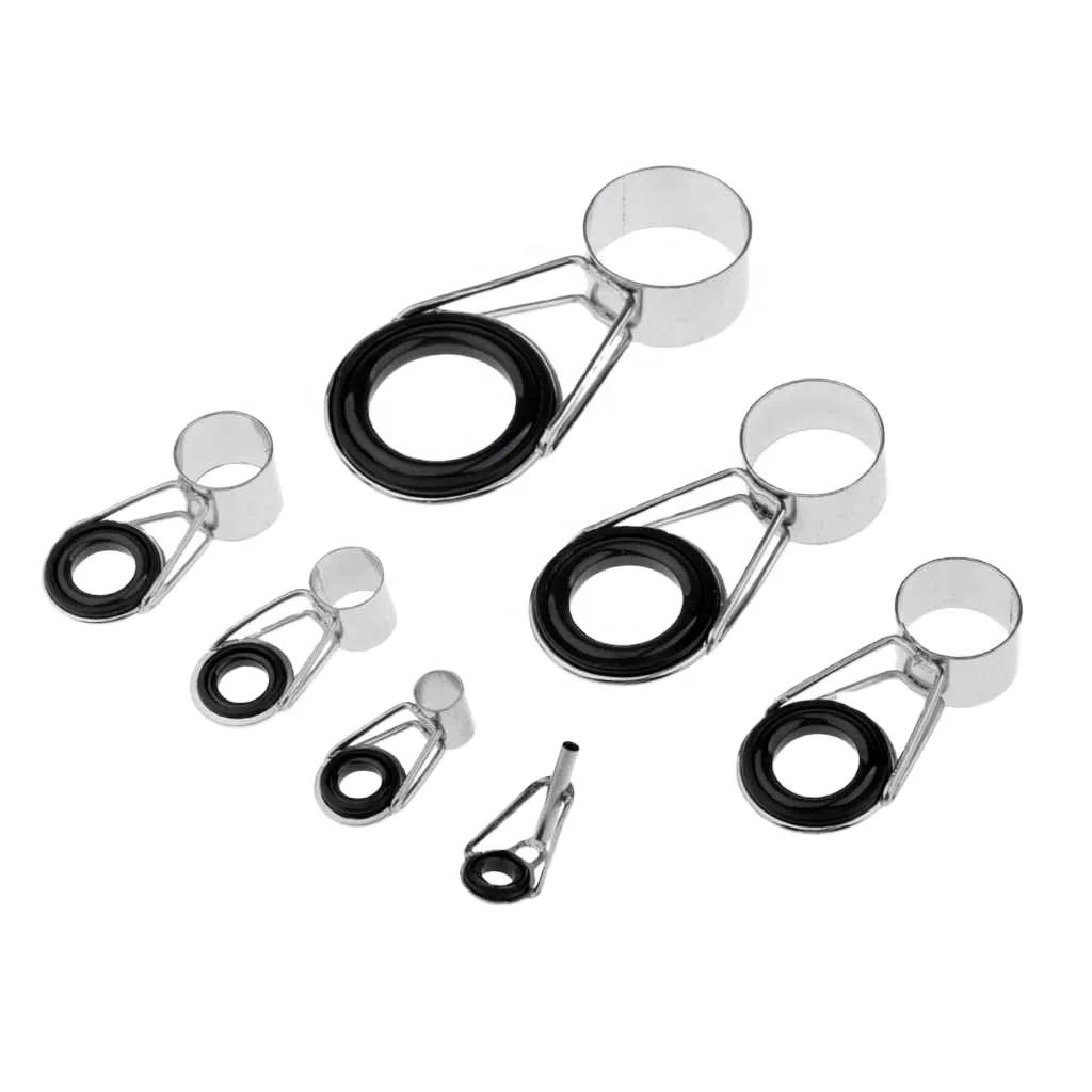 

7Pcs/set Ceramic Ring Eyes Fishing Rod Tip Guides Ring Stainless Steel Frame Sea rod accessories