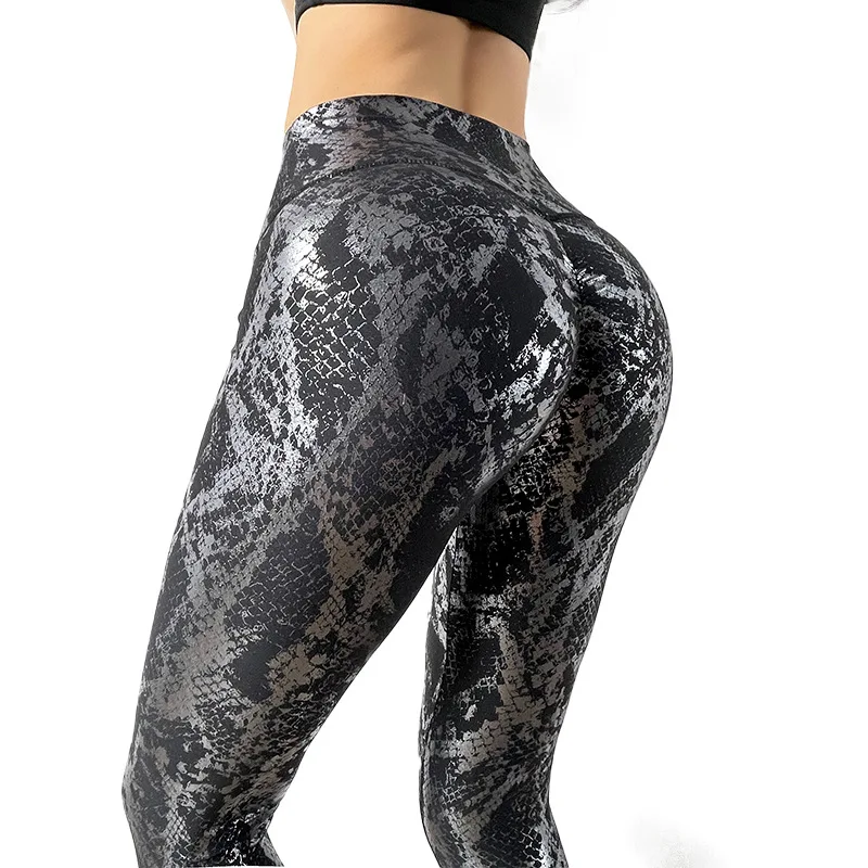 

Trendy Fashion Gold Snake Print High Waist Fitness Workout Scrunch Butt Push Up Gym Leggings For Women 2021, Customized