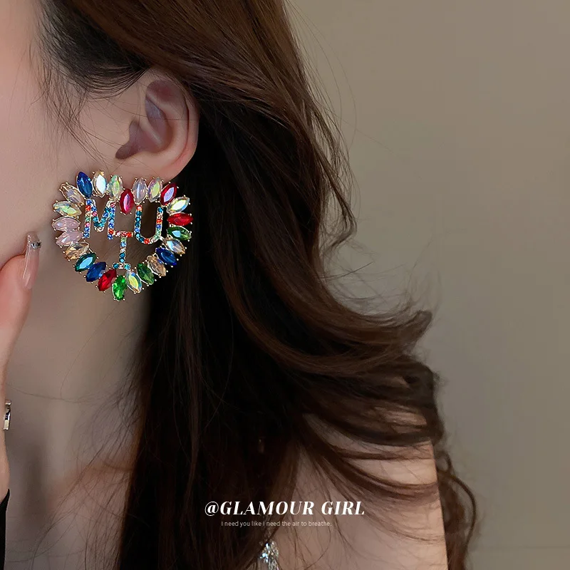 

fashion quality letter heart love earrings ins exaggerated style