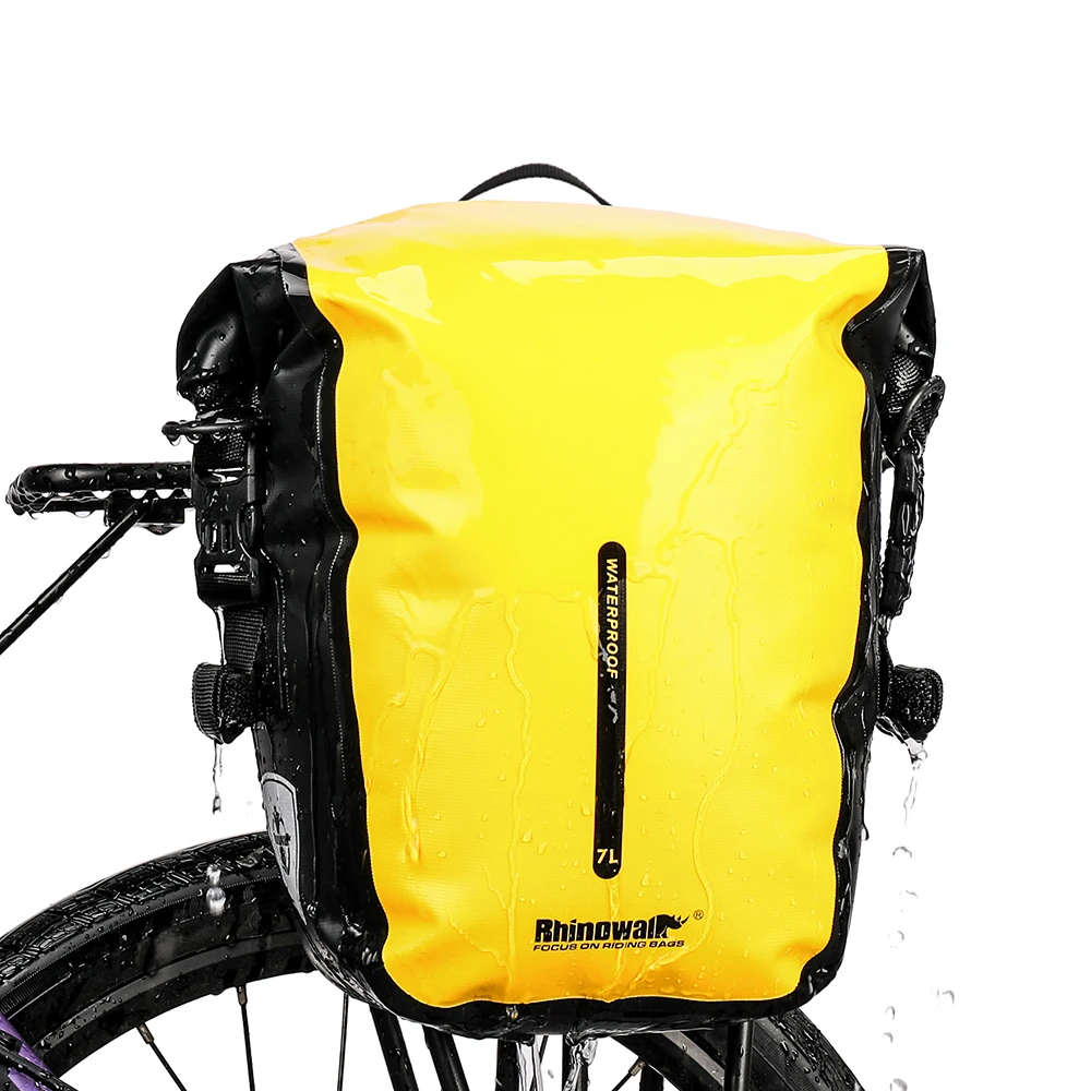 

Rhinowalk Bicycle Tarpaulin Pannier Bag 7L Waterproof Urban Bike Rear Seat Rack Bag for Cycling Luggage Accessory, Yellow, black