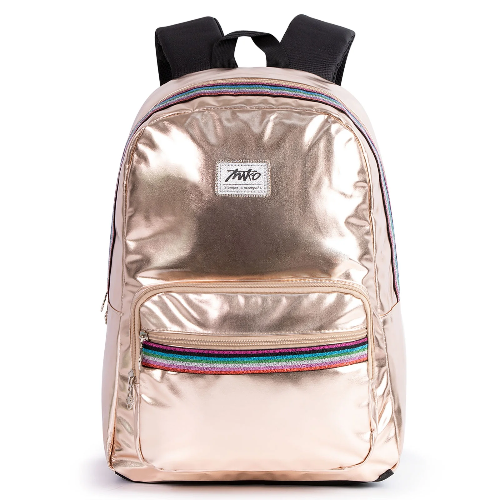 

Stylish Bright PU Leather Mochilasjuvenil Golden Ladies Women Teenage Backpack Bookbag School Back Pack for Girls