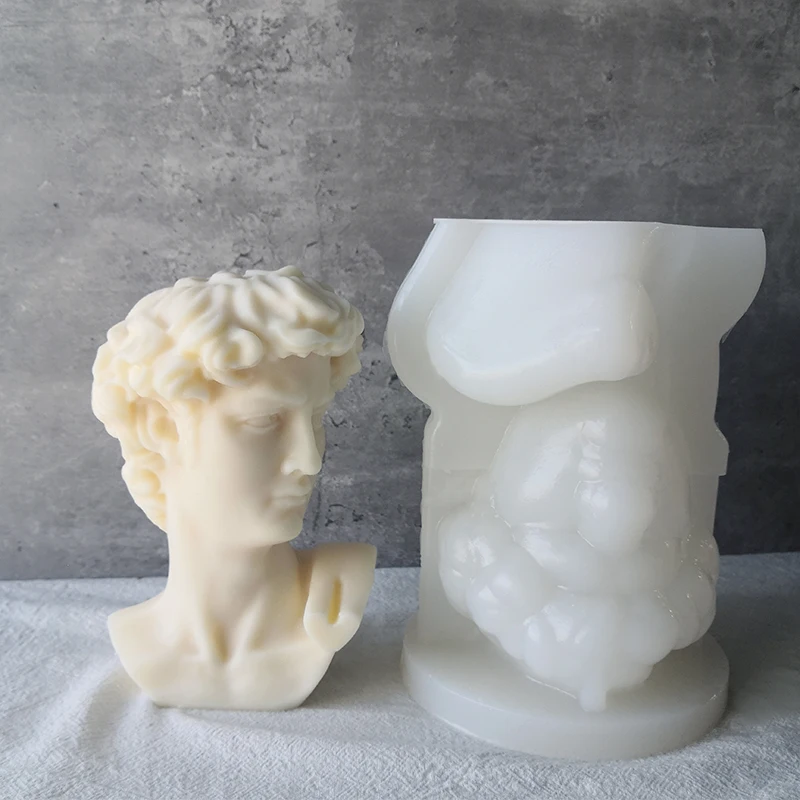 

3D DIY Aromatherapy Material Silicone Molds David Plaster Portrait Candle Mold, White