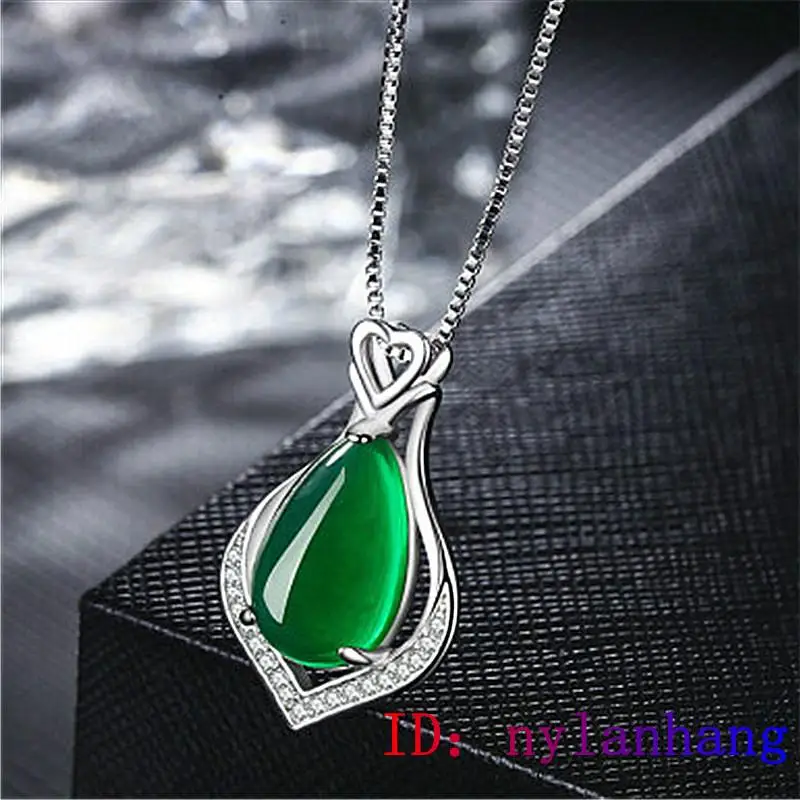 

Jade Heart Pendant Necklace Agate Gifts Amulet 925 Silver Chinese Women Jewelry Charm Fashion Natural Chalcedony Gemstone