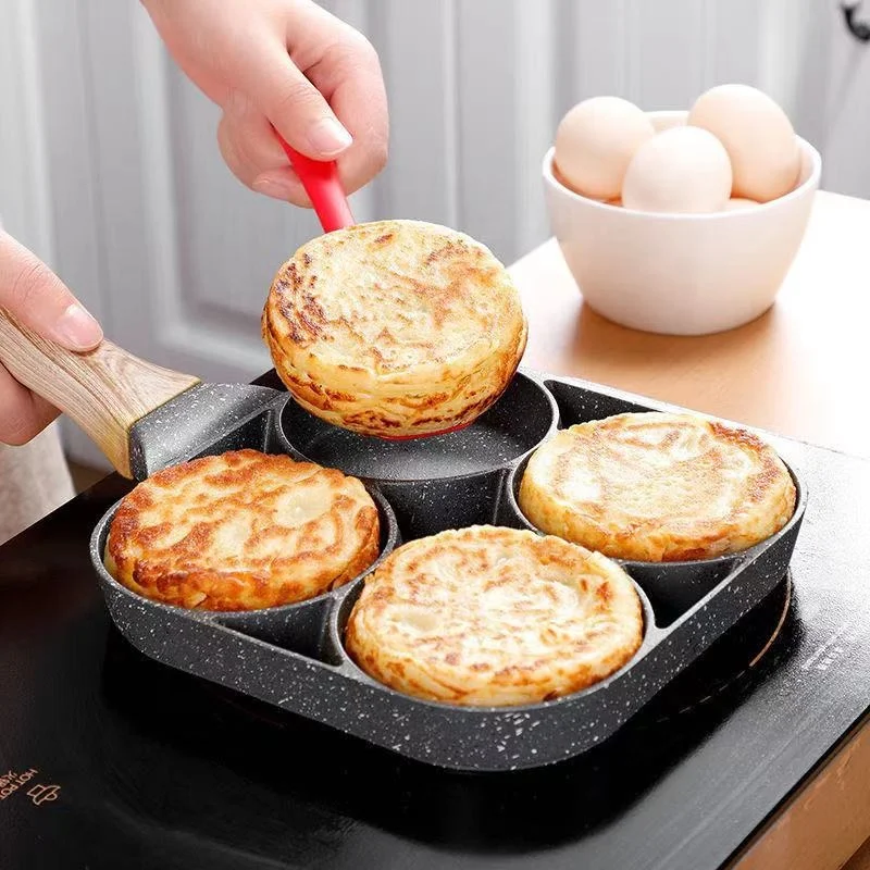 

FY four-hole thickened omelette pan non-stick egg pancake oven steak pot cooking egg ham pot breakfast machine cookware