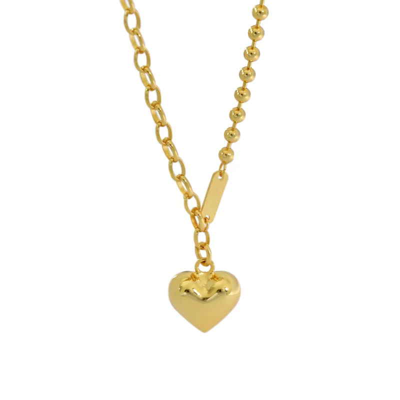 

Valentine Gift Bead Chain S925 Silver Heart Necklace 18k Gold Plated 925 Sterling Silver Heart Pendant Necklace