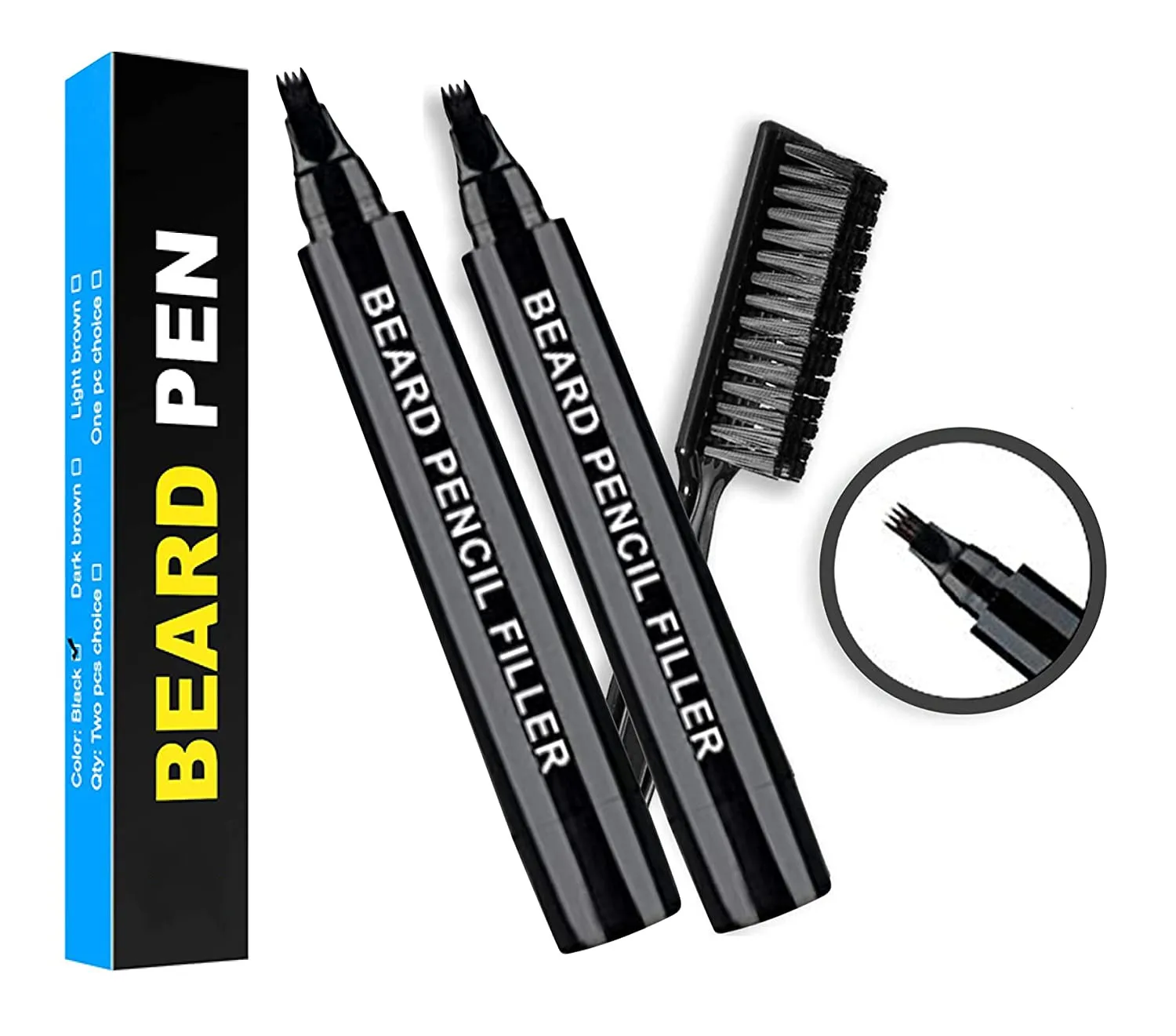 

Beard Filling Pen Kit Waterproof Long Lasting Natural Beard Pencil Filler pen Hair Engraving Styling Eyebrow Tool