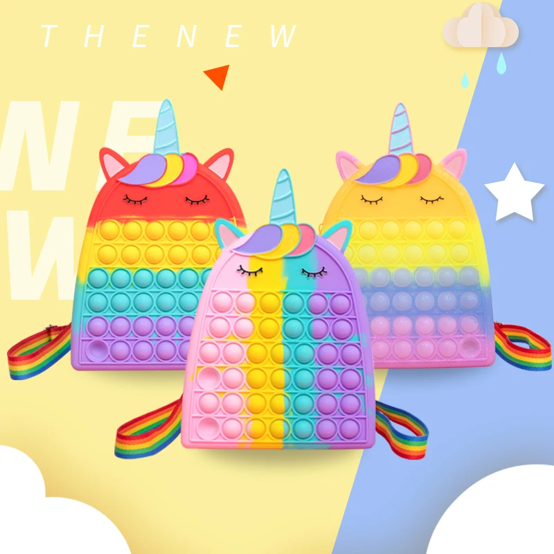 

Amazon Hot Sale silicone school Bags Push Bubble Fidget Backpack kids school bag pop it school bags for girls