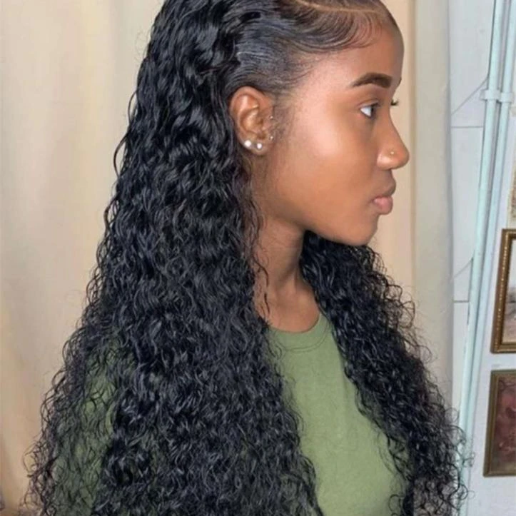 

Transparent Thin Fim DIVA1 Hd Fine Swiss Lace Frontal Human Hair Wigs Pre Plucked Brazilian Deep Wave Lace Frontal Wig 150%