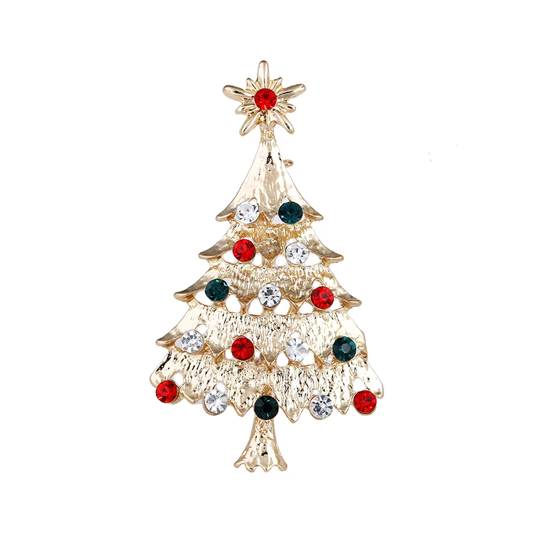 

Wholesale Vintage Multicolor Crystal Christmas Tree Brooches Man Women's Full Rhinestone Brooch Pins Fashion Jewelry Xmas Gift, Customer's requirments