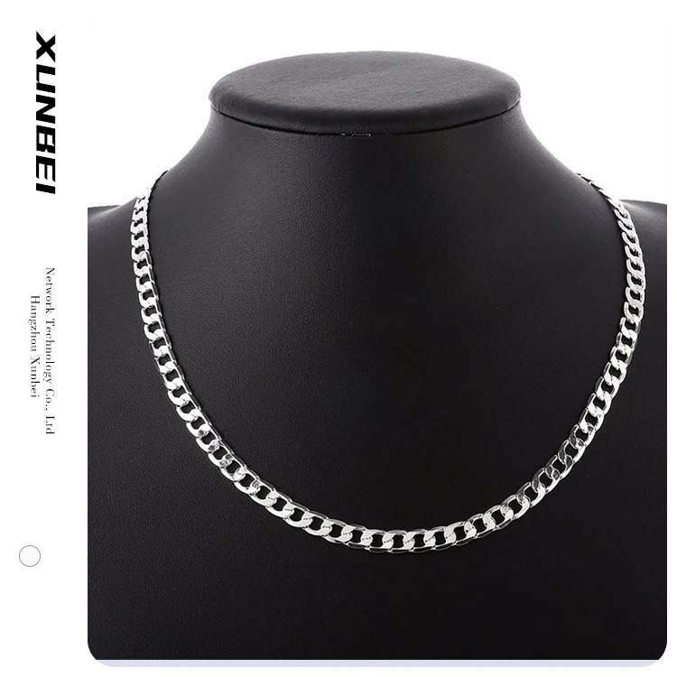 

2021 wholesale fashion trendy Minimalist hip hop nickel free 925 sterling silver plated Cuba men chain necklace for gift