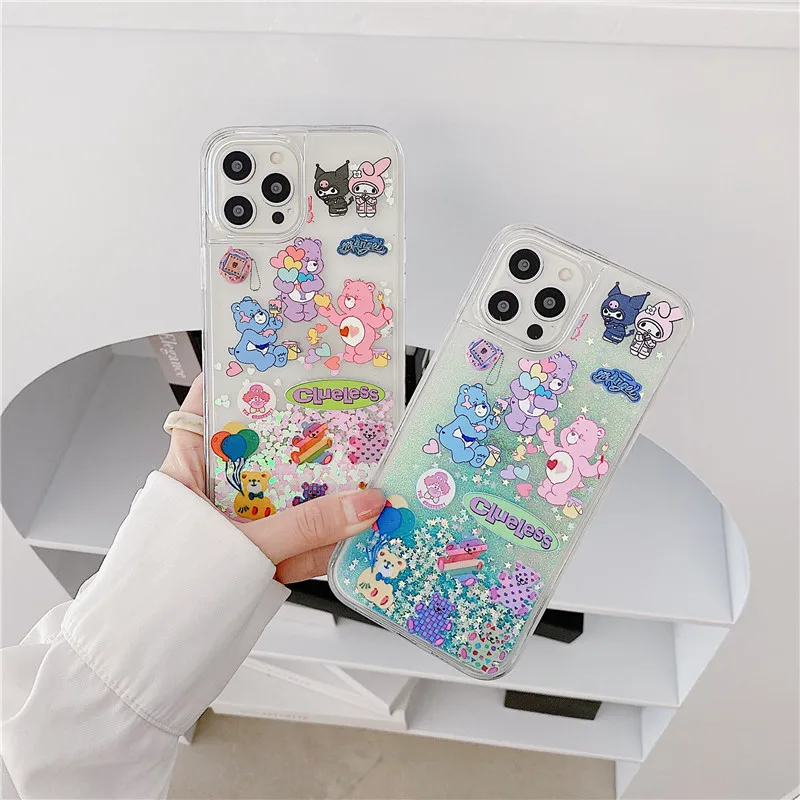 

Bears Fluid Liquid Water Quicksand Glitter TPU Case for iPhone 12 11 xs 8