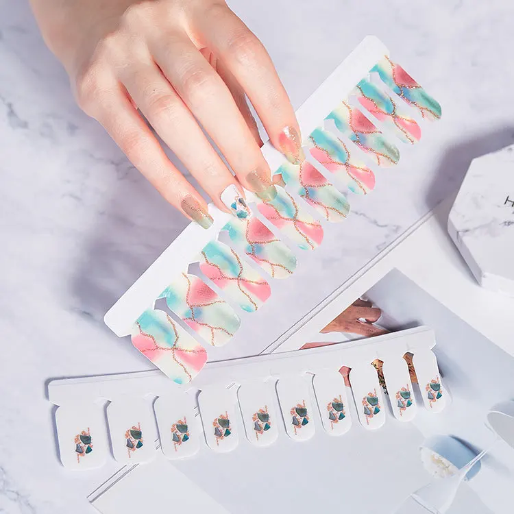

Custom Luxury Nails Art Professional Stickers Paper Wholesale Polish Nail Gel Wraps 2021