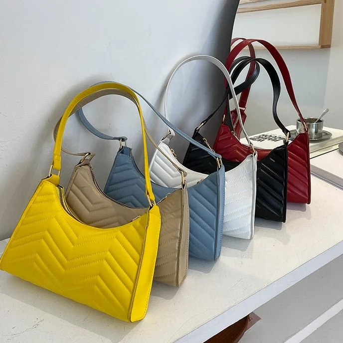 

2021 half moon baguette stone pattern shoulder bag woman underarm bag, White,yellow,red,black,khaki,blue
