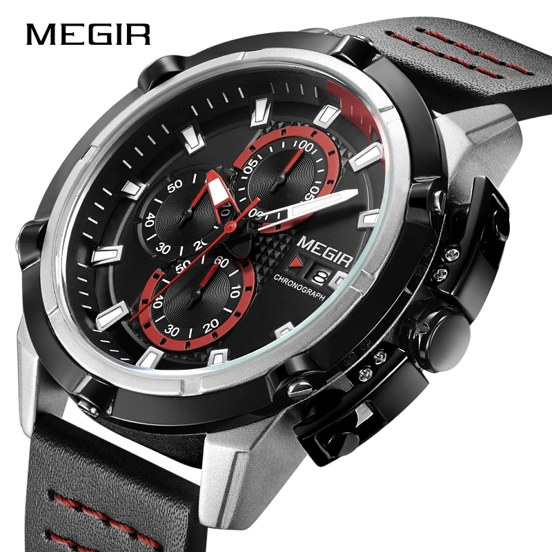 

MEGIR Brand Watch 2062 Relogio Masculino Casual Chronograph Military Army Clock Mens Top Brand Luxury Creative Watches Men Wrist, 3-colors