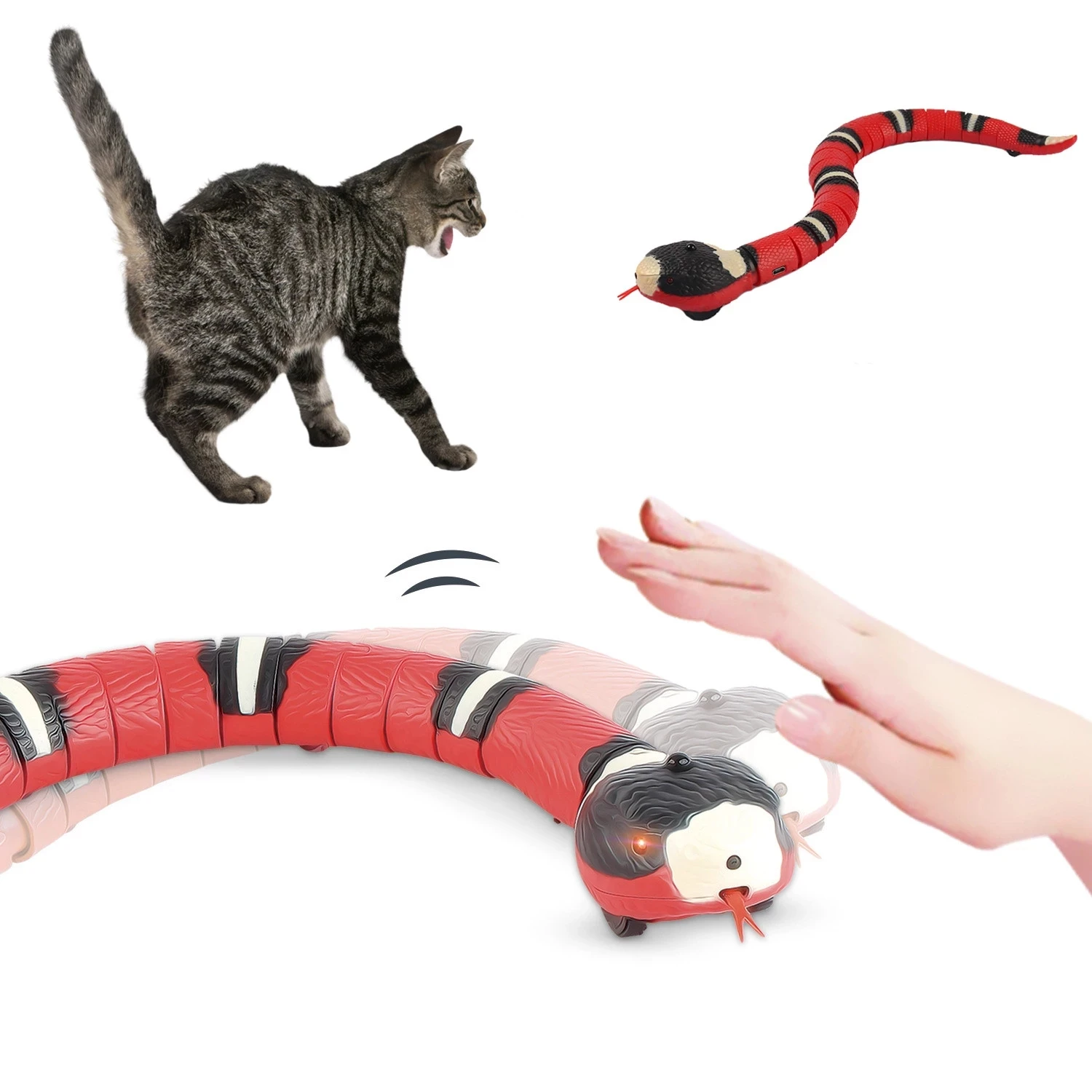 

Automatic Electronic Snake Cat Teasering Play USB Rechargeable Kitten Toys Pet Smart Sensing Interactive Cat Toys