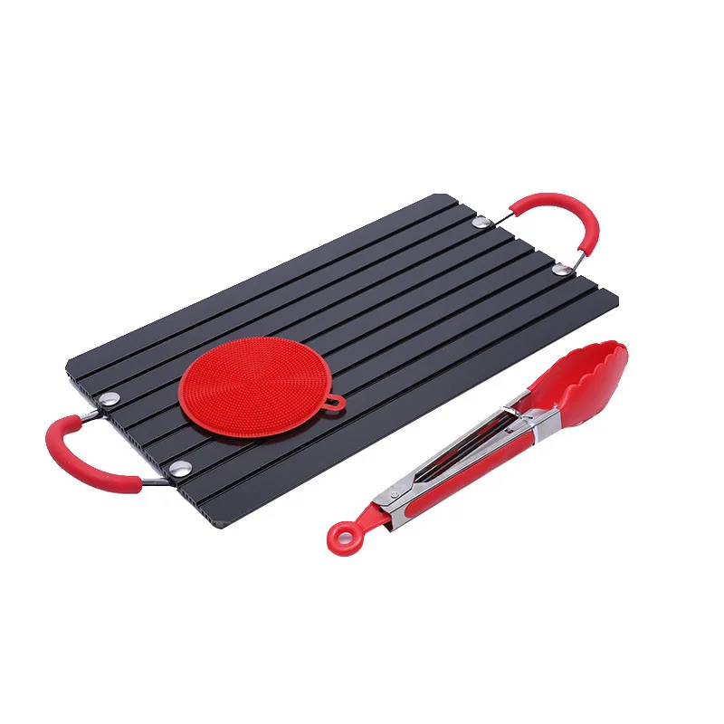

Creative Design 2 in 1Multi Function Aluminium Rapid Thaw Defrosting Board With BBQ Tray, Red, orange
