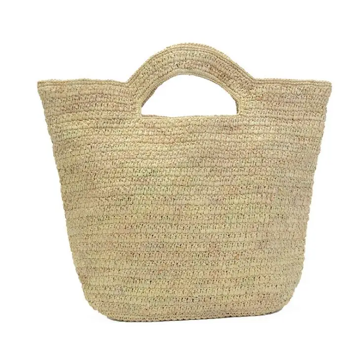

Wholesale Ladies Fashion handle Handbag bamboo raffia straw Tote Bag
