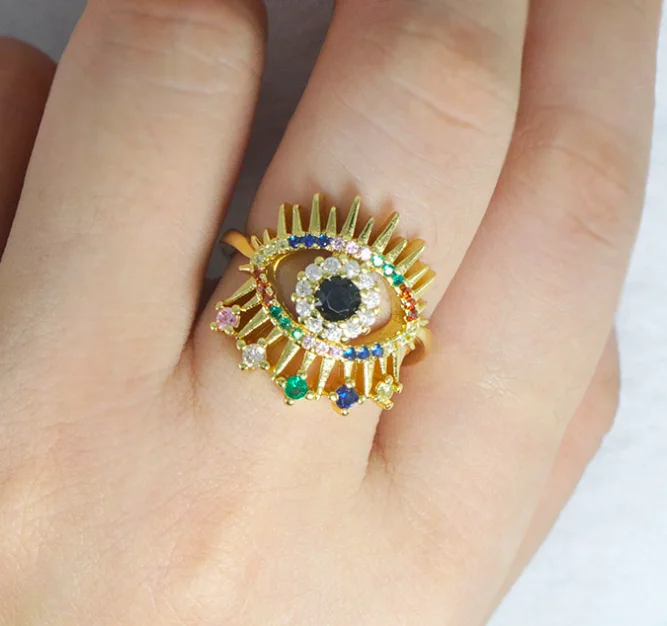 

Factory wholesale fashion gold ring for women evil eyes rings sets