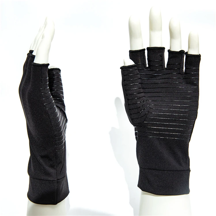 

Fast Dispatch Pain Relief Therapeutic Copper Compression Arthritis Fingerless Work Gloves Half Finger Golf Glove