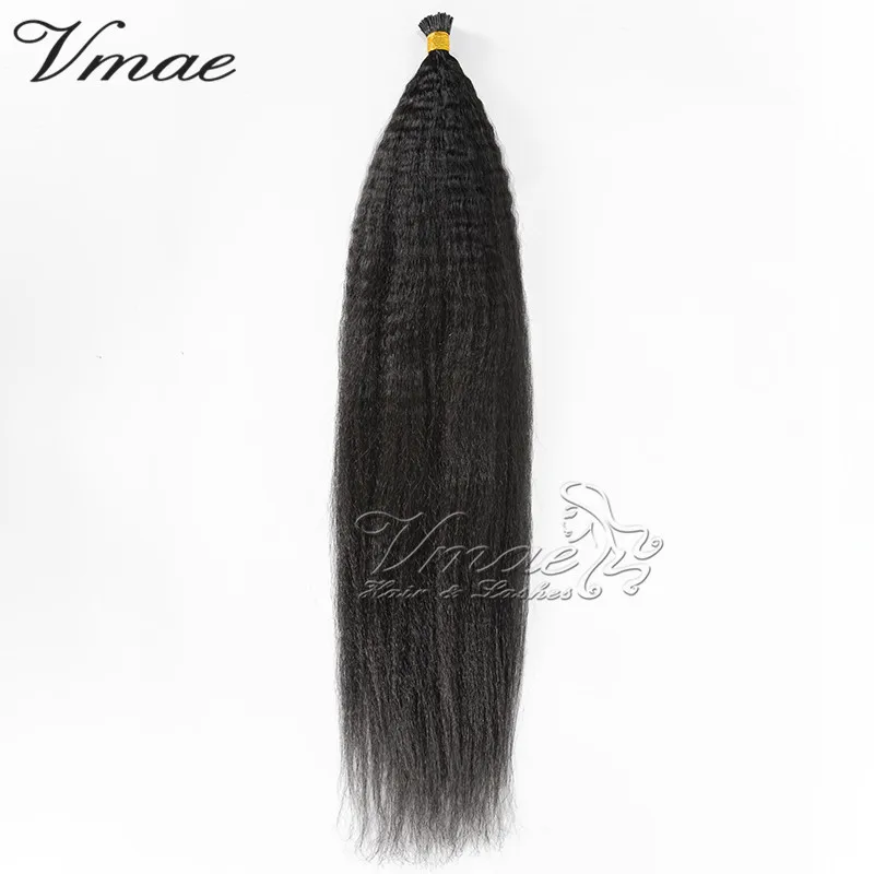 

VMAE Burmese 1g Strand 100g Raw Keratin Pre Bonded Stick Prebonded Kinky Straight I U Tip Virgin Human Hair Extensions, Natural color