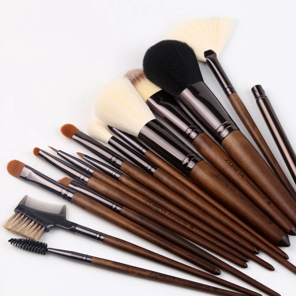 

Make up brushes 15pcs professional synthetic hair foundation powder brush sets blush cosmetic private label, Brown