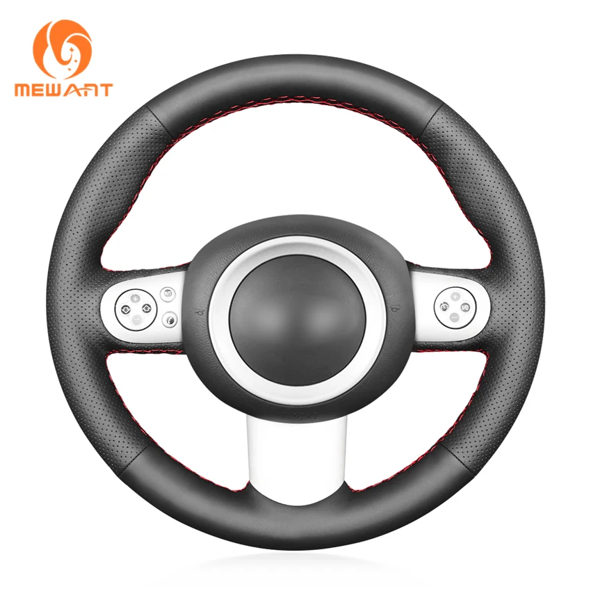 

MEWANT For BMW Mini(Hatchback/Mini R50/R52/R53) Convertible Original Car Pink And Black Leather Steering Wheel Cover Lady