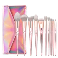 

10 Pcs Portable Aluminum Handle Makeup Brushes For Pink Laser Bag Thumb Makeup Kit