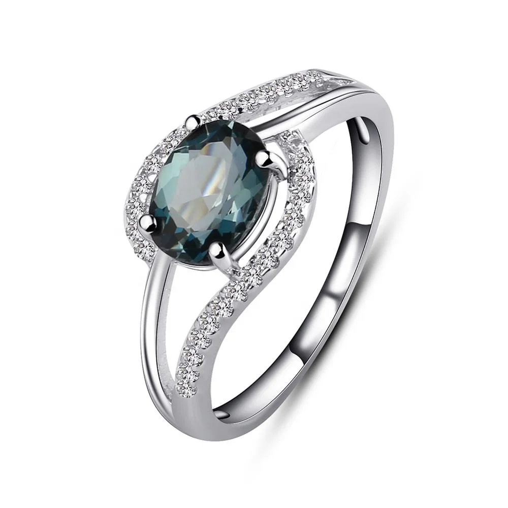 

Abiding Natural 925 Sterling Silver London Blue Topaz Gemstone Engagement Rings For Women