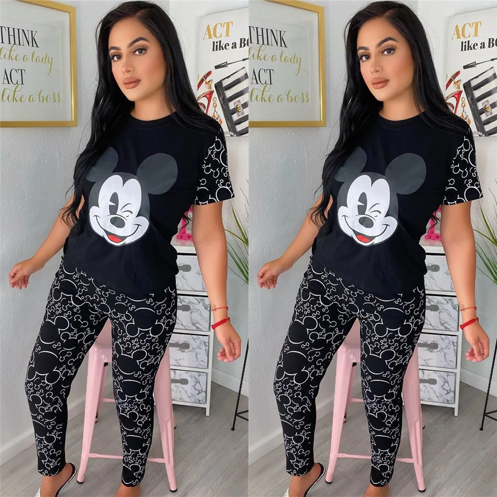 

2020 Hot sale Mxxxxy Mxxxe Cartoon classic print short sleeve casual two-piece short suit