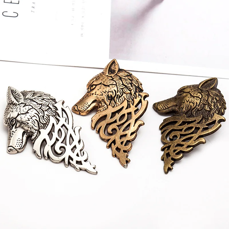 

Vintage Jewelry Brooches Personalised Fashion Men's Suit Collar Pins Wolf Head Shaped Animal Brooch Pins Wholesale, Gold etc