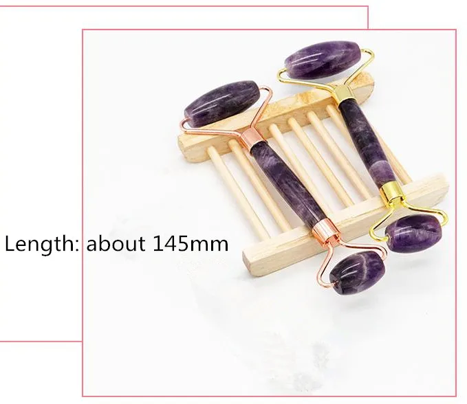 
KCONYD Factory Wholesale Natural Jade Face Roller-Amethyst-Fat hand-Zinc alloy stents 