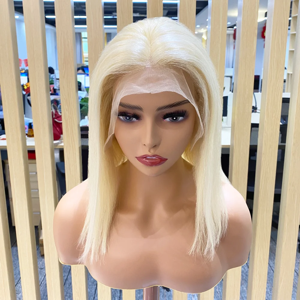 

Wholesale pre-plucked virgin human hair 613 bob wig lace front wigs blonde human hair lace front bob wigs for black women