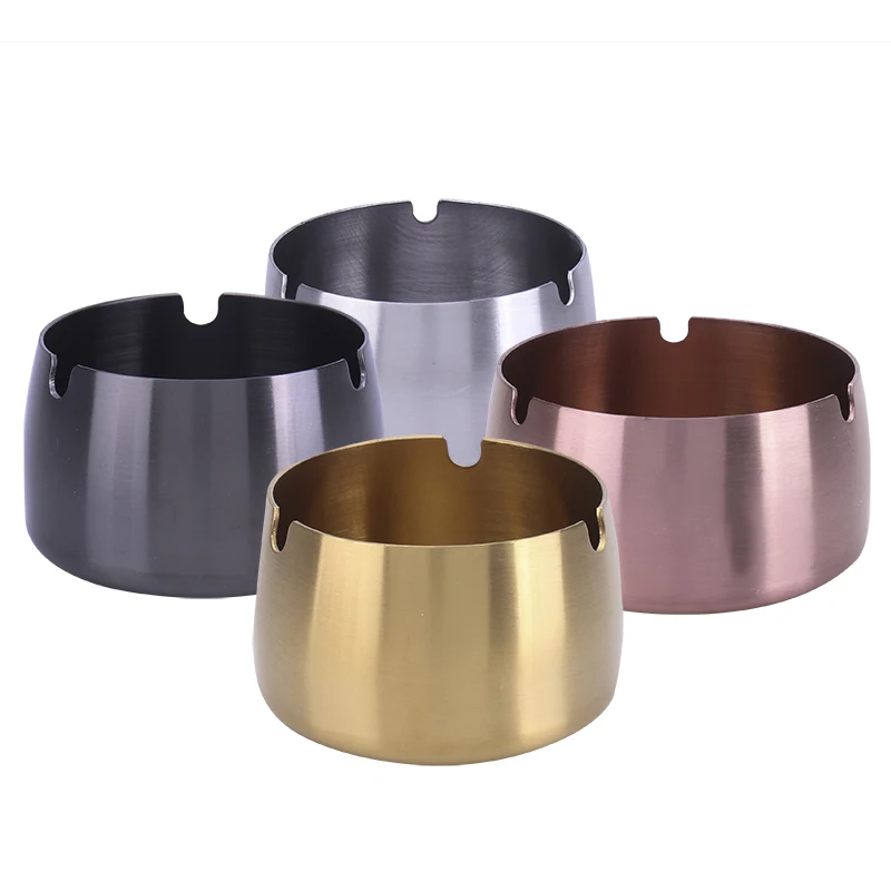

Windproof Ashtray For Patio Beautiful Tabletop Smoke Stainless Steel Ashtray For Home Office Unbreakable Durable Supplies Gifts, Silver,black,rose gold,gold