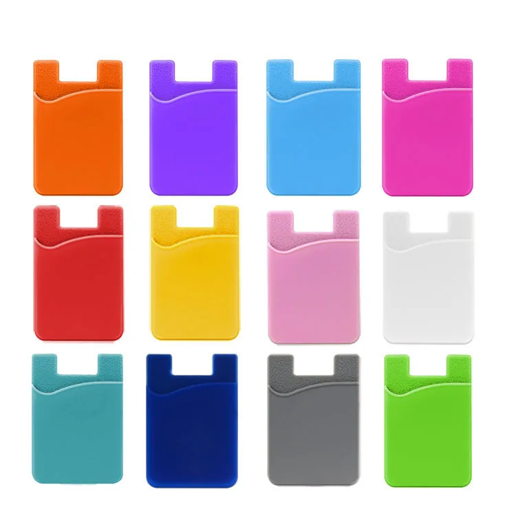 

In stock 12 colors available 3m sticky silicone mobile card holder business card pocket id card wallet, Customized color