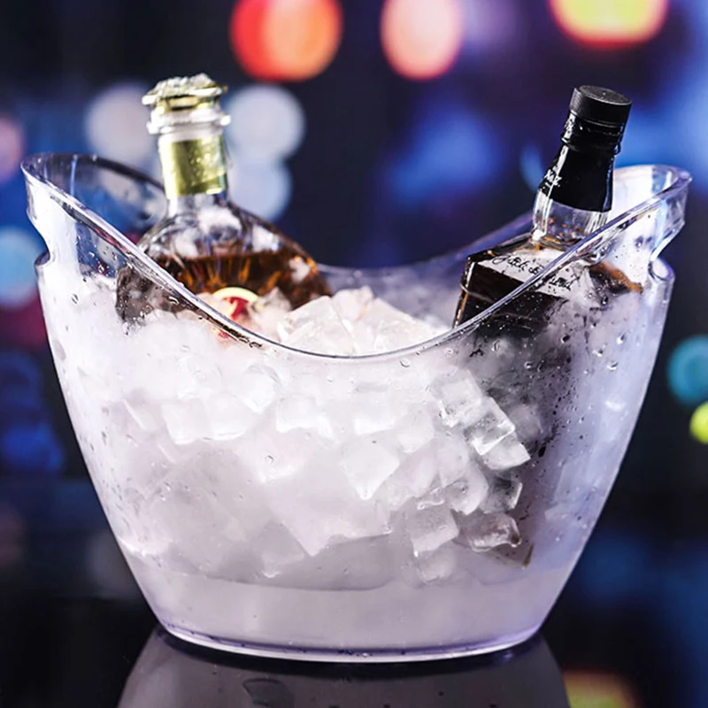 

Custom logo acrylic printed restaurant plastic champagne beer ice buckets beverage tubs, Red, blue, black or customized
