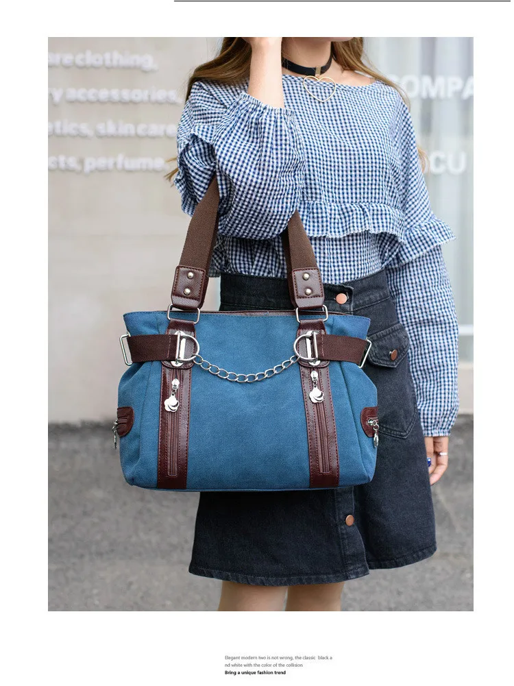 2020 Hot sale women canvas shoulder bag outdoor shopping handbag